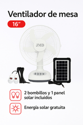 VENTILADOR SOLAR DE MESA 16'' RECARGABLE